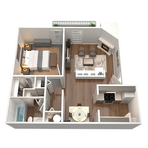 1 Bed 1 Bath Floor Plan | 645 Sq. Ft. at The Annaline in Nashville, TN 